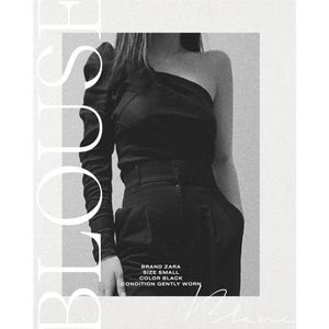 ZARA asymmetric black blouse